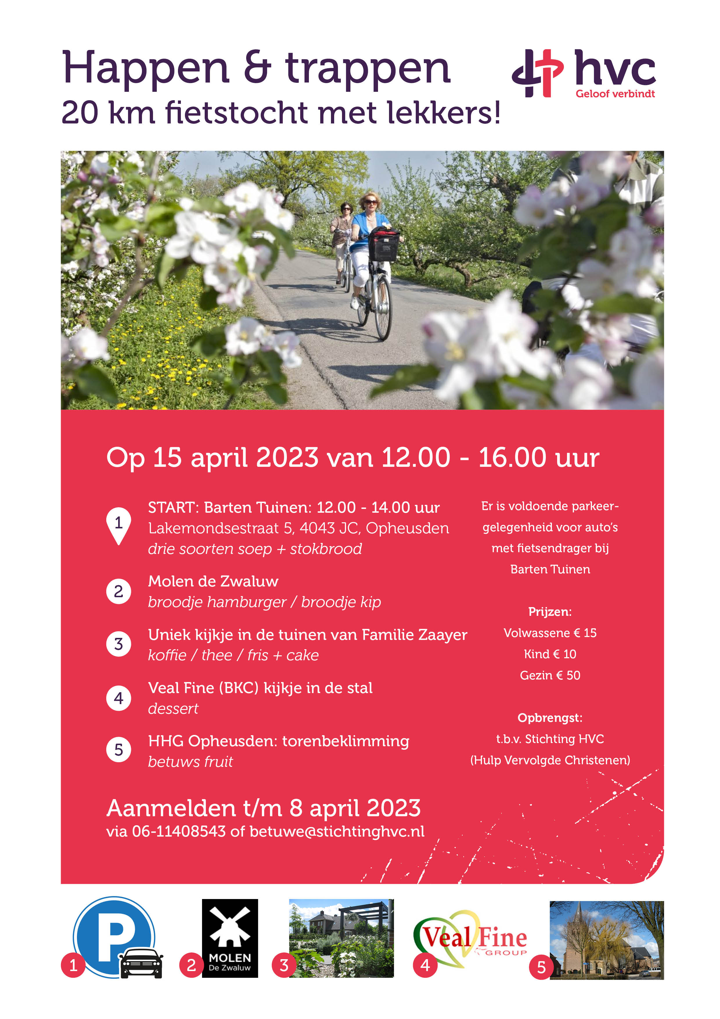 ‘Happen & trappen’ bloesemtocht door de Betuwe Stichting HVC helpt